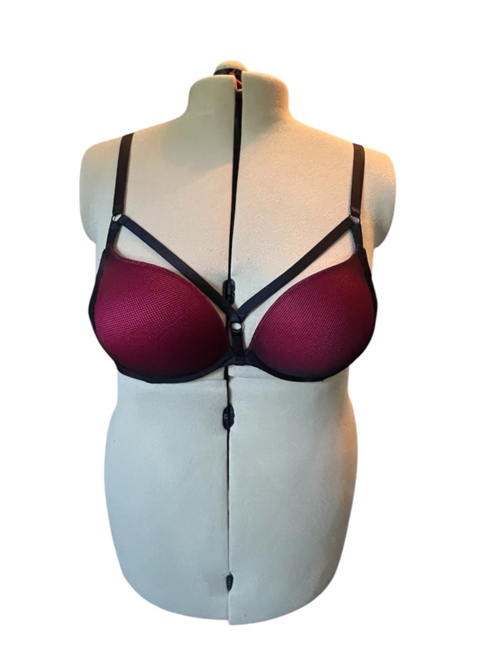Torrid Red Push-Up Bra with Black Fishnet
